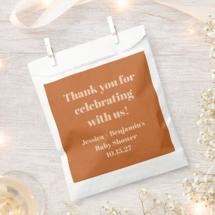 Sachets En Papier Baby shower en terre cuite moderne Merci personnal