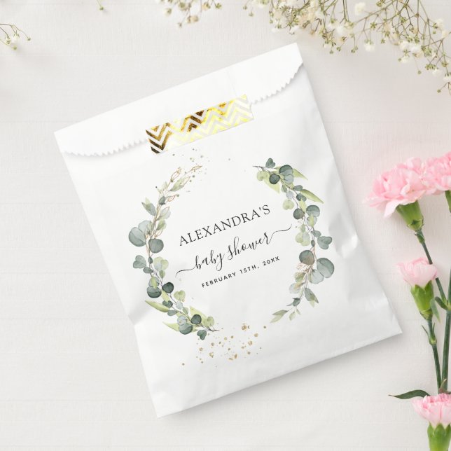 Sachets En Papier Baby shower Eucalyptus Verdure Boho Rustique (Scellé)