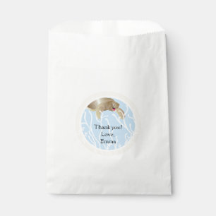 Sachets En Papier Baby shower Faveur Sac, Bébé Tortue de mer, Crème/