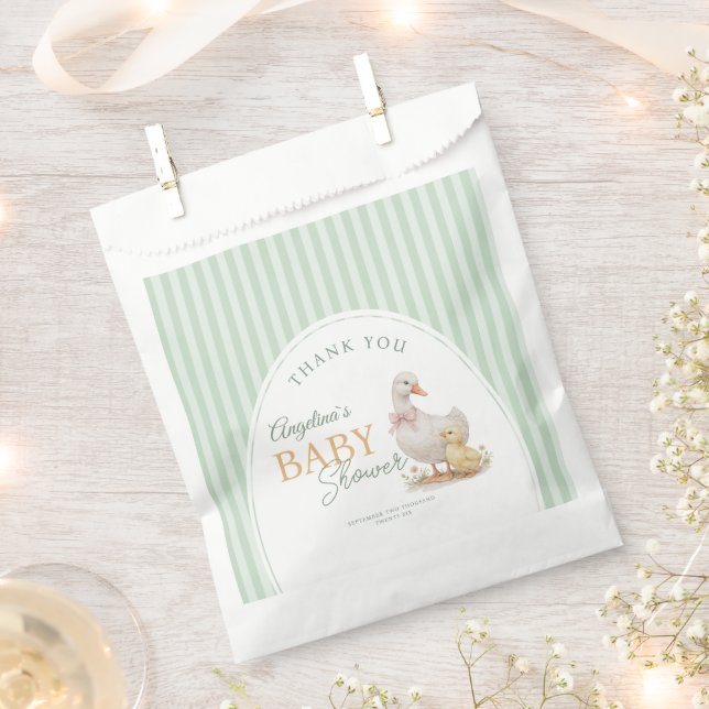 Sachets En Papier Baby Shower Favor Bags Mother Goose and Gosling. (Coupé)
