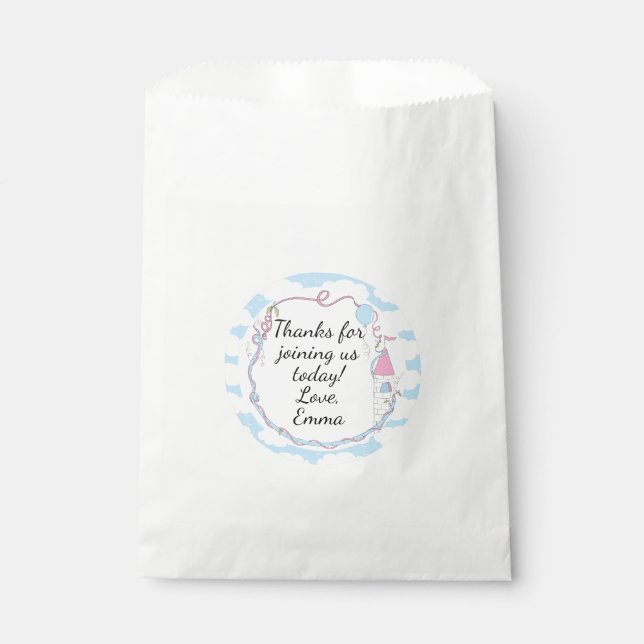 Sachets En Papier Baby shower Favor Sac, Rose, Château dans le ciel (Devant)