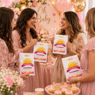 Sachets En Papier Baby Shower Fille Modernité Nuage Rose Ensoleillé