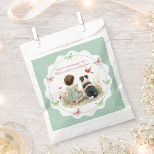 Sachets En Papier Baby Shower Fille Personnalisée et son Chiot