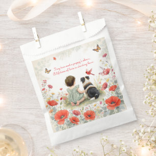 Sachets En Papier Baby Shower Fille Personnalisée et son Chiot