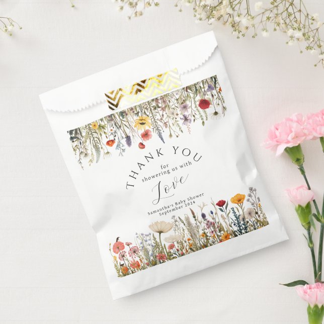 Sachets En Papier Baby shower Fleur Fleur sauvage (Scellé)