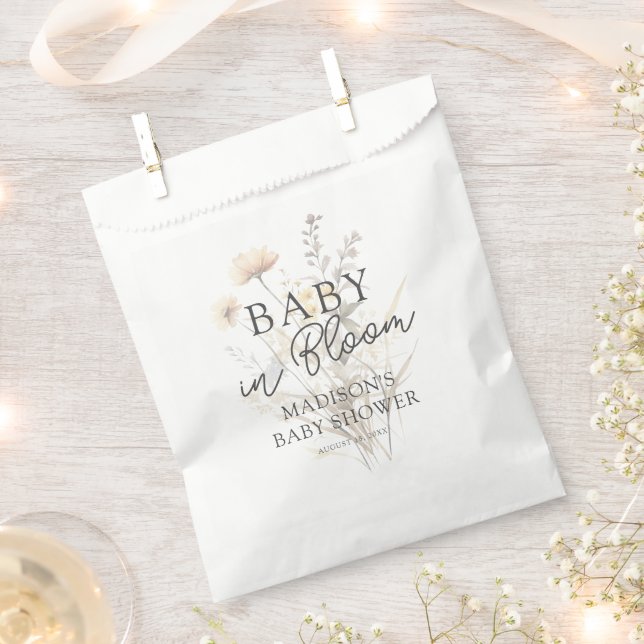 Sachets En Papier Baby Shower Fleur Sauvage (Coupé)