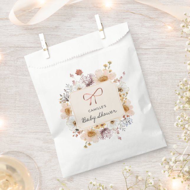 Sachets En Papier Baby shower fleur sauvage Boho (Coupé)