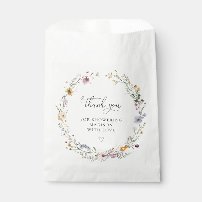 Sachets En Papier Baby shower Fleur sauvage Boho (Devant)