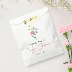 Sachets En Papier Baby shower Fleur sauvage d'aquarelle mignonne Sim