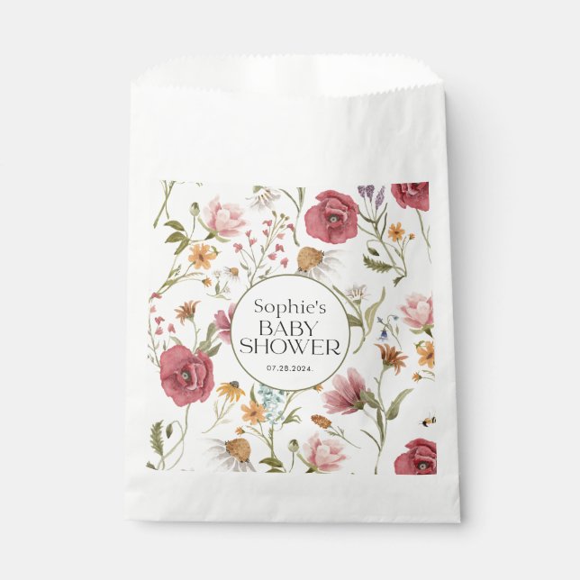 Sachets En Papier Baby shower floral (Devant)