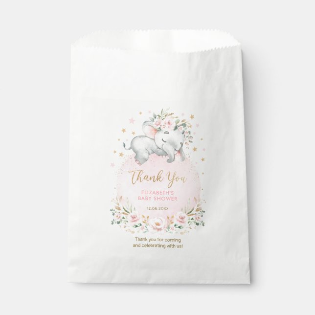 Sachets En Papier Baby shower floral bleu rose féminin (Devant)