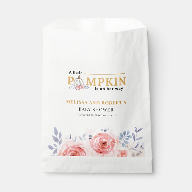 Sachets En Papier Baby Shower Floral Citrouille (Devant)