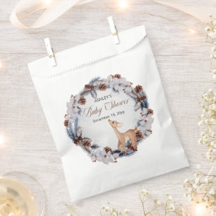 Sachets En Papier Baby shower floral hivernal rustique