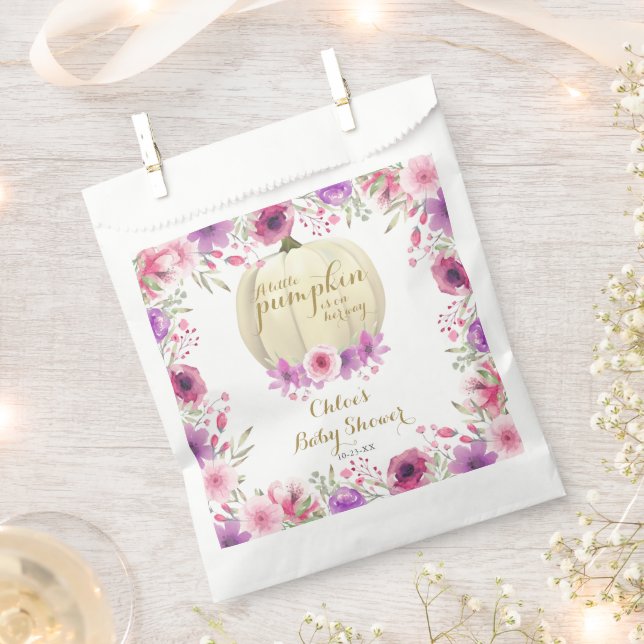 Sachets En Papier Baby shower Floral Petit Citrouille (Coupé)