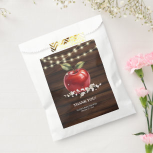Sachets En Papier Baby shower Floral Pomme Rouge rustique