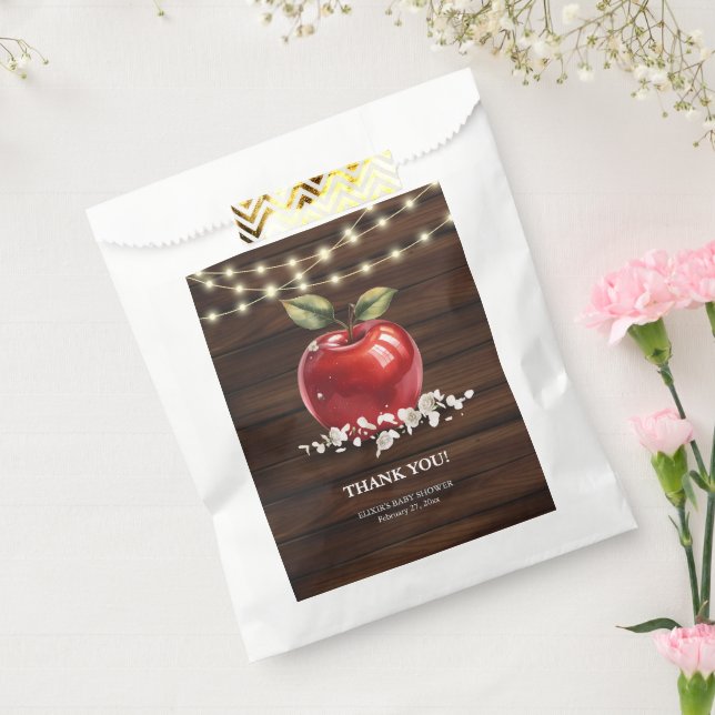Sachets En Papier Baby shower Floral Pomme Rouge rustique (Scellé)