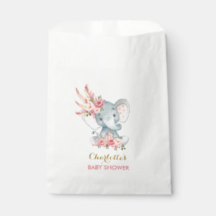Sachets En Papier Baby shower floral rose de Bohème d'éléphant de
