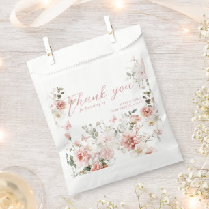 Sachets En Papier Baby shower floral rose papillon flottant par