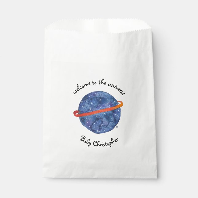 Sachets En Papier Baby shower Galaxy Bienvenue dans l'univers (Devant)