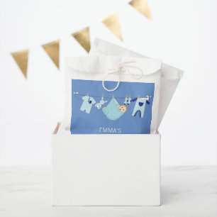 Sachets En Papier Baby shower Garçon moderne Cute Blue Clothesline