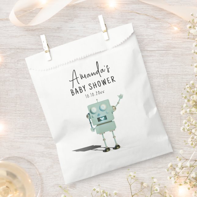 Sachets En Papier Baby Shower garçon robot  (Coupé)