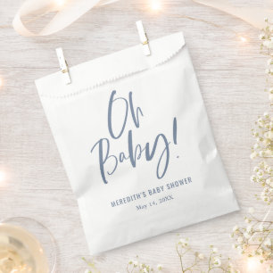 Sachets En Papier Baby Shower Genre Neutre Calligraphie Simple Bleu