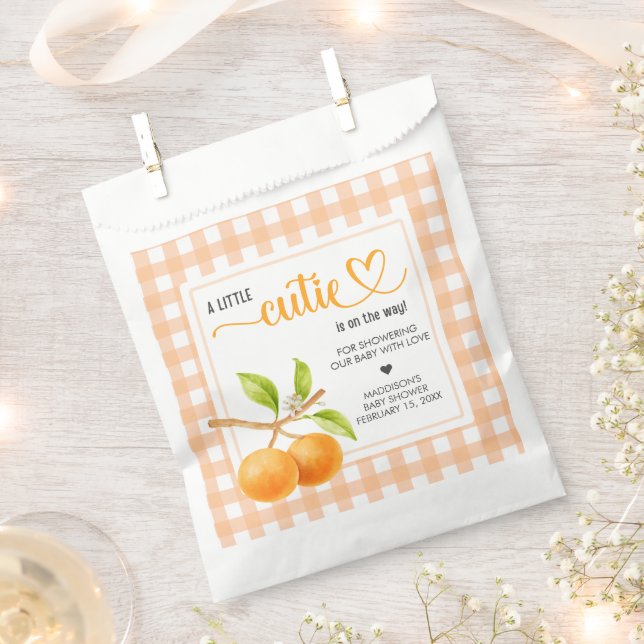Sachets En Papier Baby Shower Gingham Orange (Coupé)