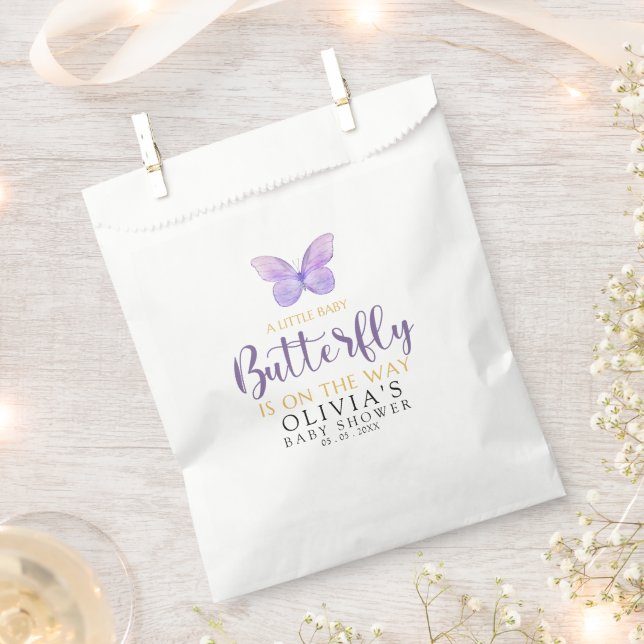 Sachets En Papier Baby shower girl with Butterfly theme  (Coupé)