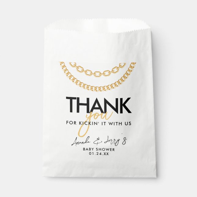 Sachets En Papier Baby shower Hip hop Gold Cubain Link Chain (Devant)