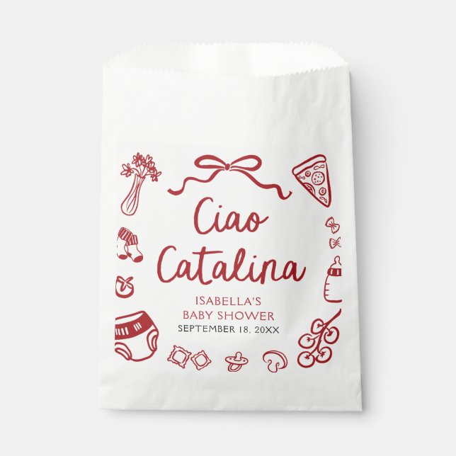 Sachets En Papier Baby shower Italien Pizza Ciao Bambino (Devant)