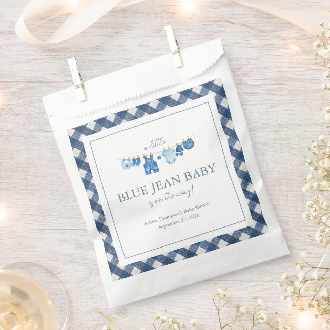 Sachets En Papier Baby Shower Jean Bleu (Coupé)