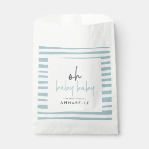 Sachets En Papier Baby shower jumeau bleu typographie moderne faveur