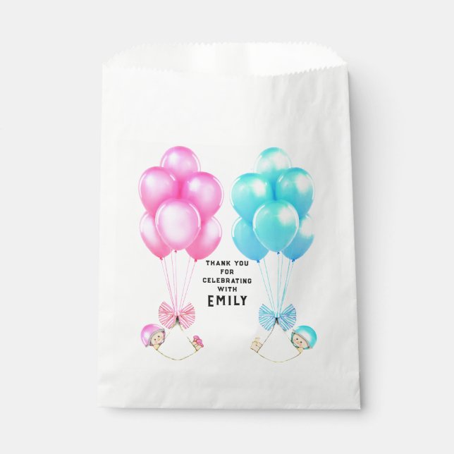 Sachets En Papier Baby shower jumeaux (Devant)
