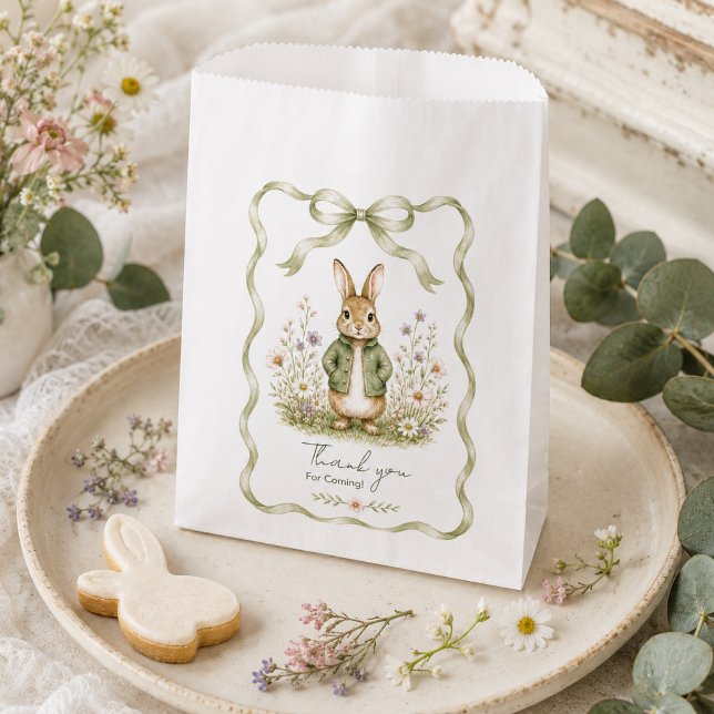 Sachets En Papier Baby Shower Lapin Gingham Sage (Créateur téléchargé)