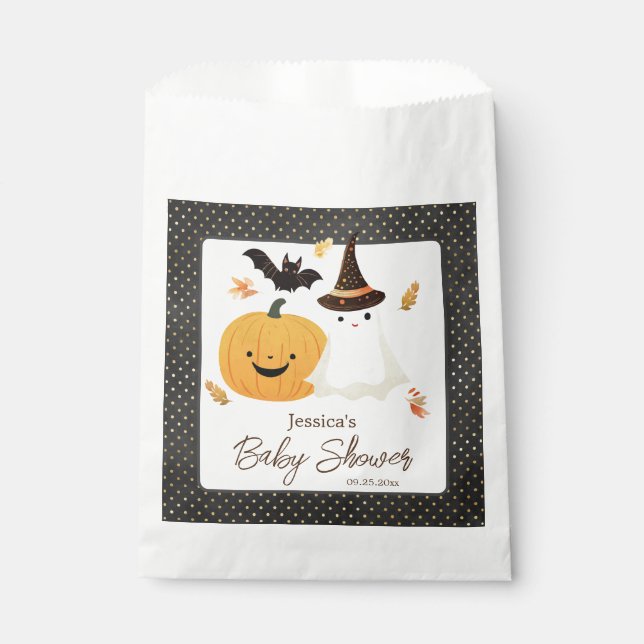 Sachets En Papier Baby shower Little Boo Halloween Pollka Dot (Devant)