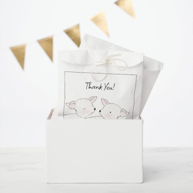 Sachets En Papier Baby shower Little Lamb Twins (Fête)