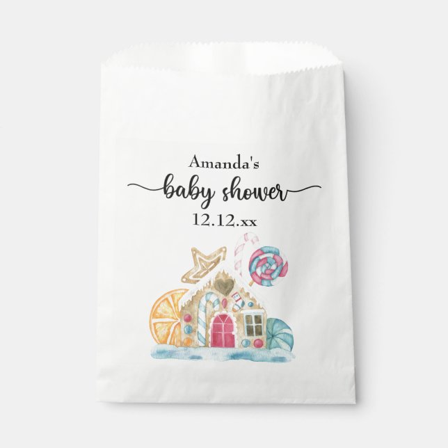 Sachets En Papier Baby shower maison de biscuits de Noël (Devant)