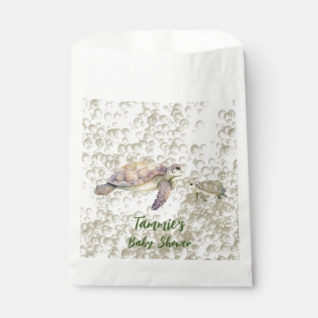 Sachets En Papier Baby shower Maman et Me Tortues de mer (Devant)