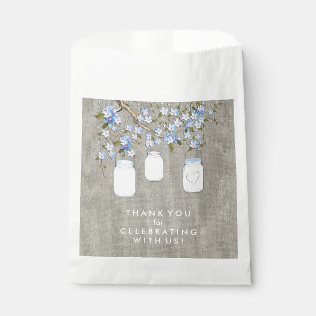 Sachets En Papier Baby shower Mason bleu Jar (Devant)