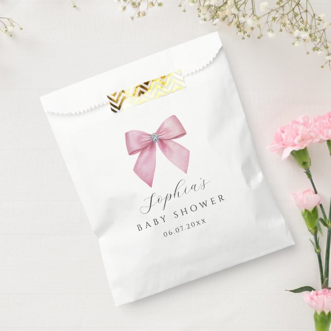 Sachets En Papier Baby Shower Mignon Ruban Rose  (Scellé)