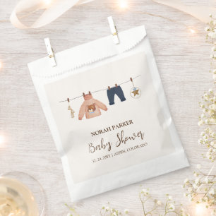 Sachets En Papier Baby shower minimal Boho Boy Winter Clothesline