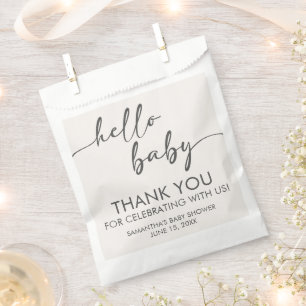 Sachets En Papier Baby Shower Minimaliste Bonjour Bébé