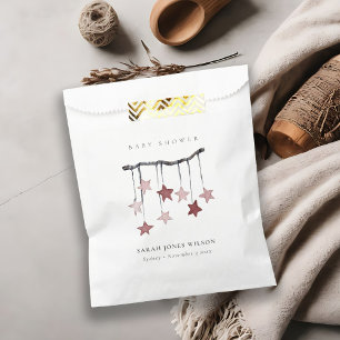 Sachets En Papier Baby shower mobile Bleu Simple Rose Star