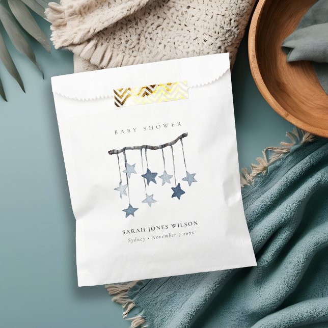 Sachets En Papier Baby shower mobile Cute Simple Blue Boy Star (Créateur téléchargé)