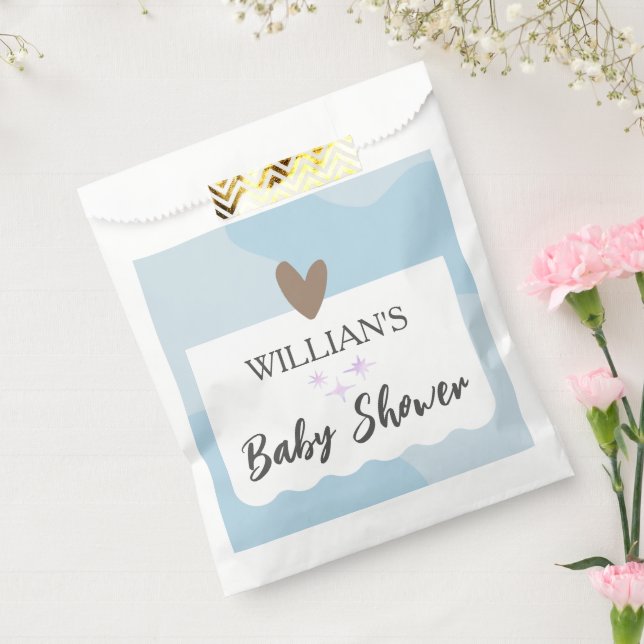 Sachets En Papier Baby shower moderne bleu clair Little Star (Scellé)