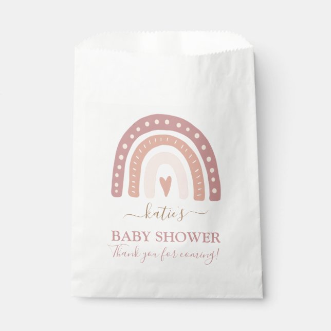 Sachets En Papier Baby shower moderne Blush Rose Rainbow Girl (Devant)