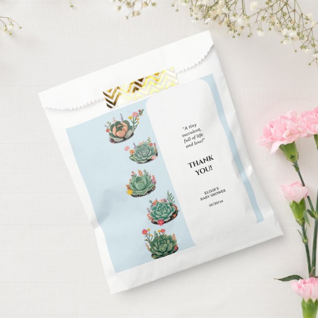 Sachets En Papier Baby shower moderne de cactus succulents (Scellé)
