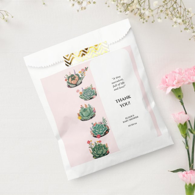 Sachets En Papier Baby shower moderne de cactus succulents (Scellé)