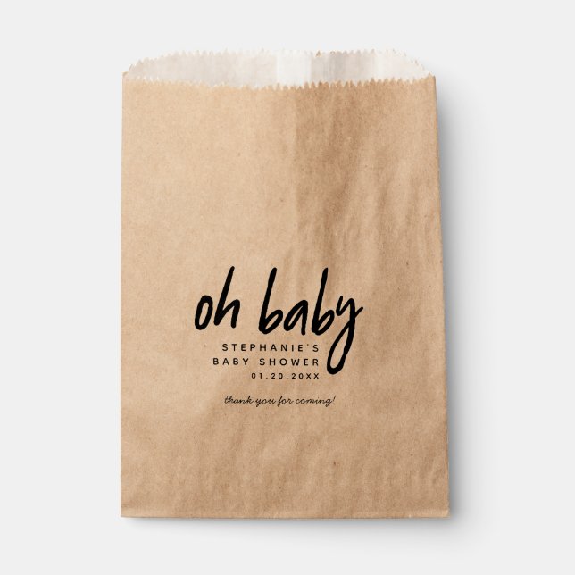 Sachets En Papier Baby shower moderne | Oh Baby (Devant)
