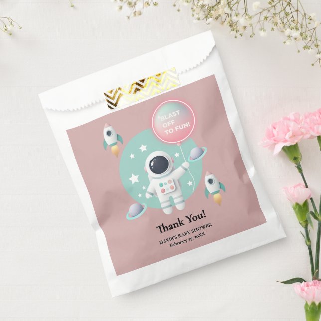 Sachets En Papier Baby shower moderne Pastel Space Explorer (Scellé)